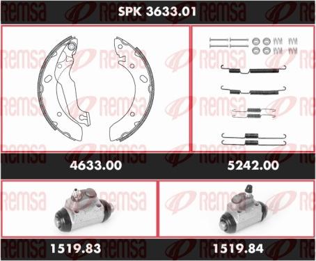 Remsa SPK 3633.01 - Комплект гальм, барабанний механізм autozip.com.ua