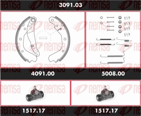 Remsa SPK 3091.03 - Комплект гальм, барабанний механізм autozip.com.ua