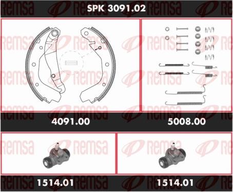 Remsa SPK 3091.02 - Комплект гальм, барабанний механізм autozip.com.ua