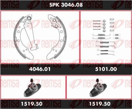 Remsa SPK 3046.08 - Комплект гальм, барабанний механізм autozip.com.ua