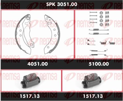 Remsa SPK 3051.00 - Комплект гальм, барабанний механізм autozip.com.ua