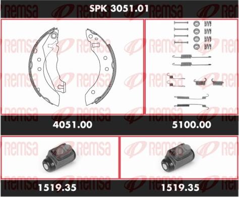 Remsa SPK 3051.01 - Комплект гальм, барабанний механізм autozip.com.ua