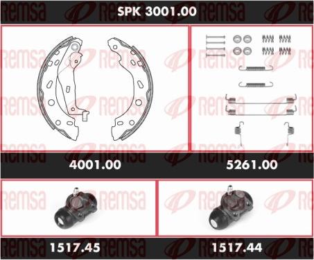 Remsa SPK 3001.00 - Комплект гальм, барабанний механізм autozip.com.ua