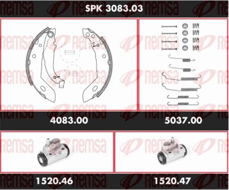 Remsa SPK 3083.03 - Комплект гальм, барабанний механізм autozip.com.ua