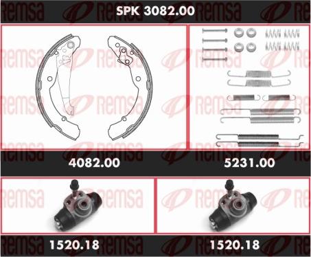 Remsa SPK 3082.00 - Комплект гальм, барабанний механізм autozip.com.ua