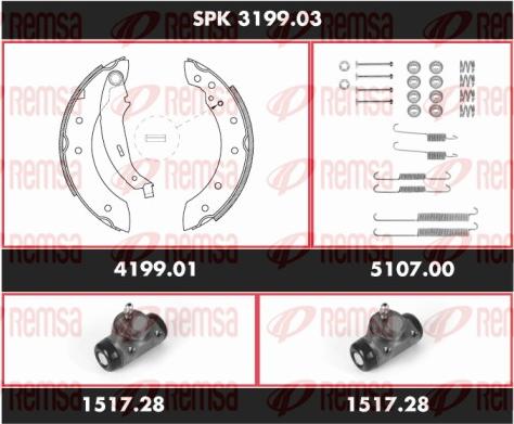 Remsa SPK 3199.03 - Комплект гальм, барабанний механізм autozip.com.ua