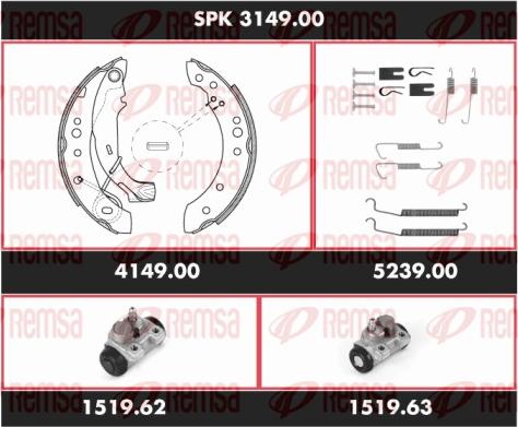 Remsa SPK 3149.00 - Комплект гальм, барабанний механізм autozip.com.ua