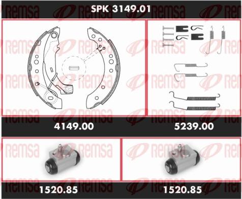 Remsa SPK 3149.01 - Комплект гальм, барабанний механізм autozip.com.ua