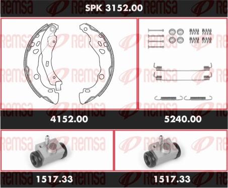 Remsa SPK 3152.00 - Комплект гальм, барабанний механізм autozip.com.ua