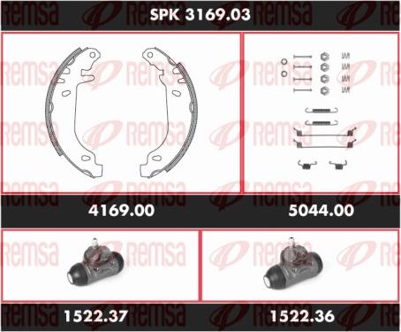 Remsa SPK 3169.03 - Комплект гальм, барабанний механізм autozip.com.ua