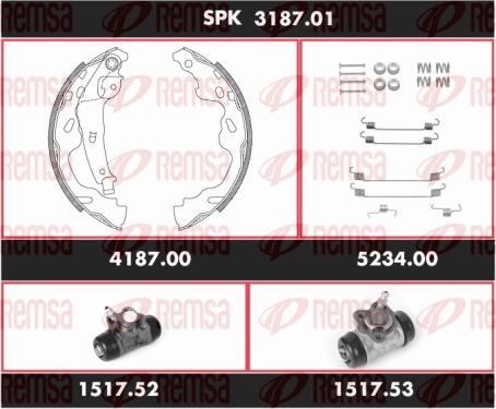 Remsa SPK 3187.01 - Комплект гальм, барабанний механізм autozip.com.ua