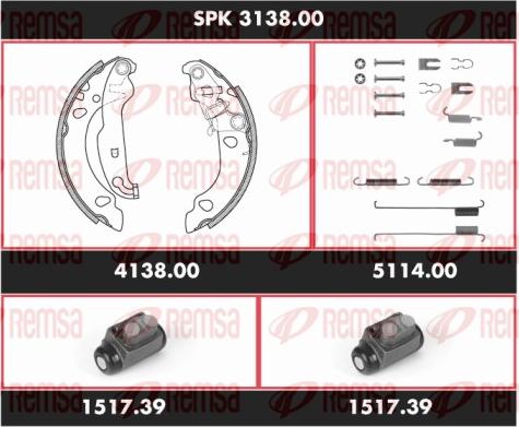 Remsa SPK 3138.00 - Комплект гальм, барабанний механізм autozip.com.ua