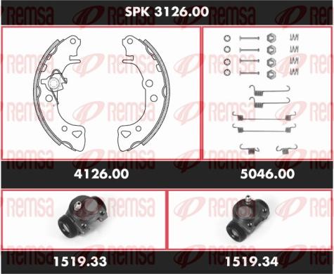 Remsa SPK 3126.00 - Комплект гальм, барабанний механізм autozip.com.ua