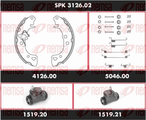 Remsa SPK 3126.02 - Комплект гальм, барабанний механізм autozip.com.ua