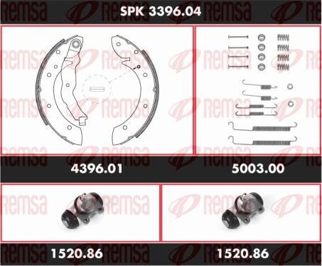 Remsa SPK 3396.04 - Комплект гальм, барабанний механізм autozip.com.ua