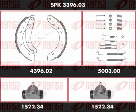 Remsa SPK 3396.03 - Комплект гальм, барабанний механізм autozip.com.ua