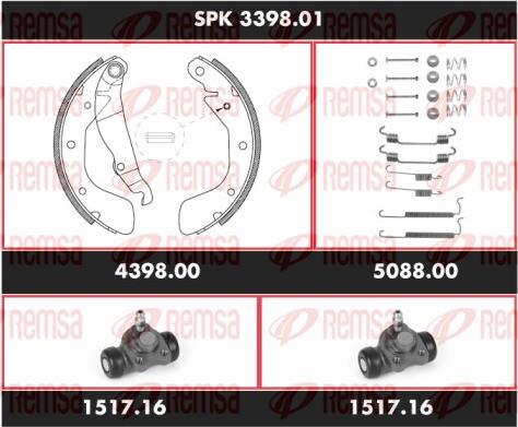 Remsa SPK 3398.01 - Комплект гальм, барабанний механізм autozip.com.ua