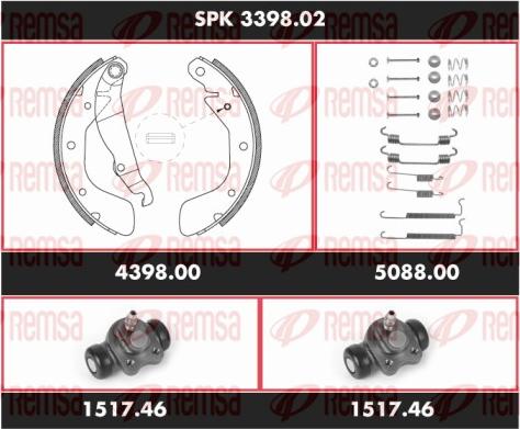 Remsa SPK 3398.02 - Комплект гальм, барабанний механізм autozip.com.ua