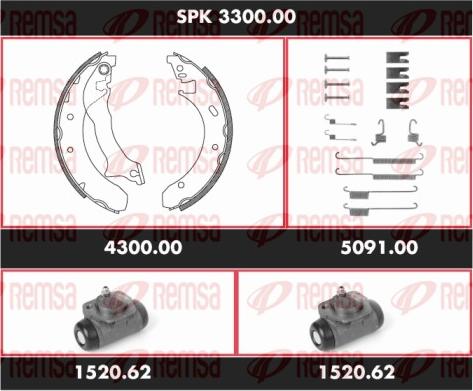 Remsa SPK 3300.00 - Комплект гальм, барабанний механізм autozip.com.ua