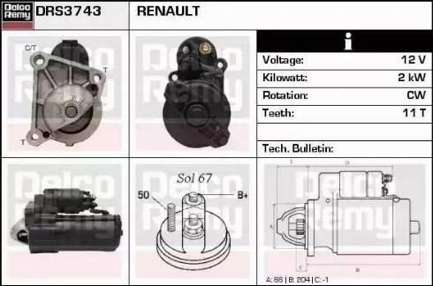 Remy DRS3743 - Стартер autozip.com.ua