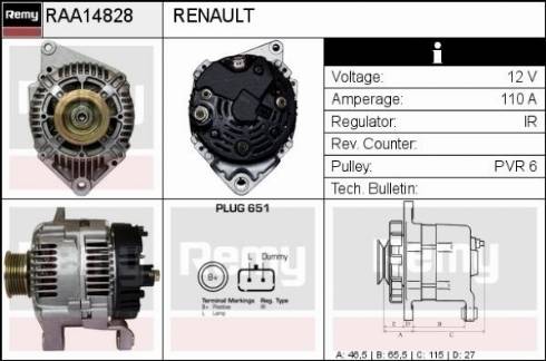 Remy RAA14828 - Генератор autozip.com.ua