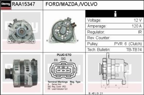 Remy RAA15347 - Генератор autozip.com.ua