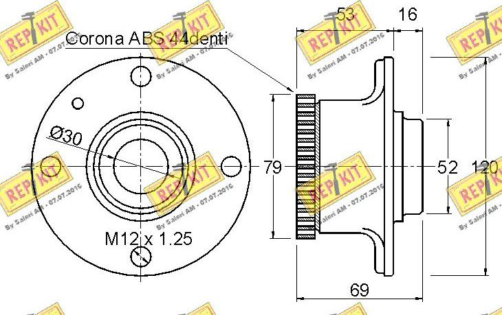 REPKIT RKB1534 - Комплект підшипника маточини колеса autozip.com.ua