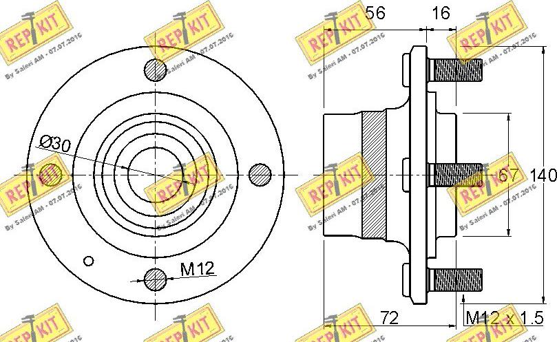 REPKIT RKB1636 - Комплект підшипника маточини колеса autozip.com.ua