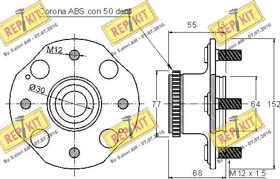 REPKIT RKB1834 - Комплект підшипника маточини колеса autozip.com.ua