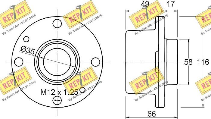 REPKIT RKB1221 - Комплект підшипника маточини колеса autozip.com.ua