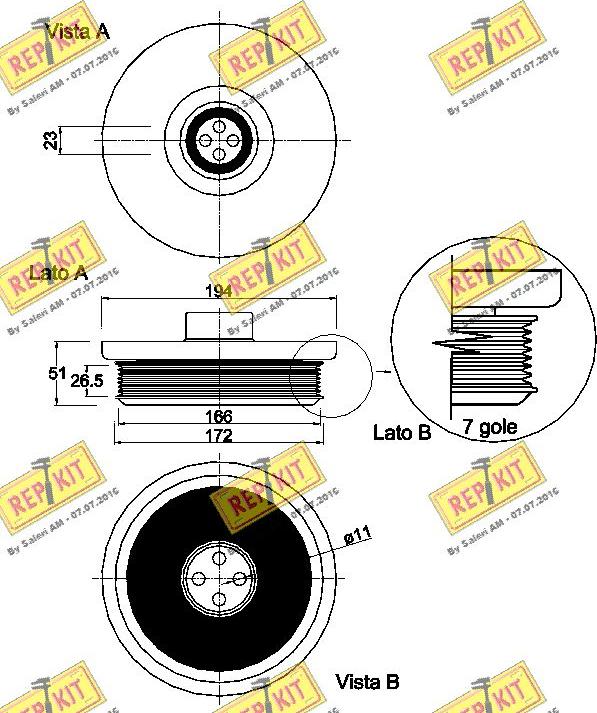 REPKIT RKT9304 - Ремінний шків, колінчастий вал autozip.com.ua