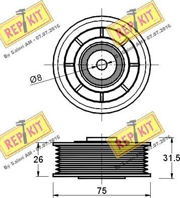 REPKIT RKT1459 - Паразитний / провідний ролик, поліклиновий ремінь autozip.com.ua