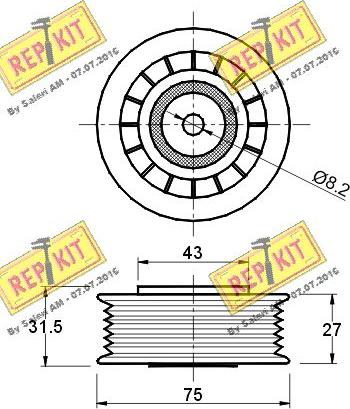 REPKIT RKT1067 - Паразитний / провідний ролик, поліклиновий ремінь autozip.com.ua