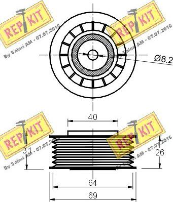 REPKIT RKT1197 - Паразитний / провідний ролик, поліклиновий ремінь autozip.com.ua