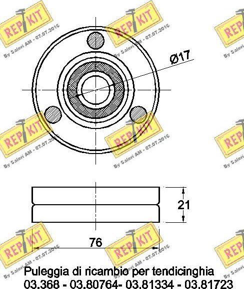 REPKIT RKT1807 - Паразитний / провідний ролик, поліклиновий ремінь autozip.com.ua