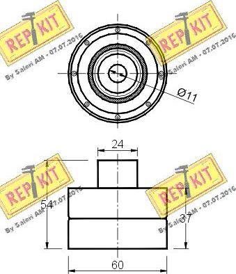 REPKIT RKT1334 - Паразитний / Провідний ролик, зубчастий ремінь autozip.com.ua