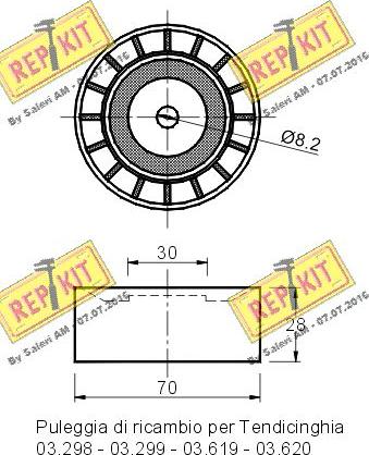 REPKIT RKT1229 - Паразитний / провідний ролик, поліклиновий ремінь autozip.com.ua