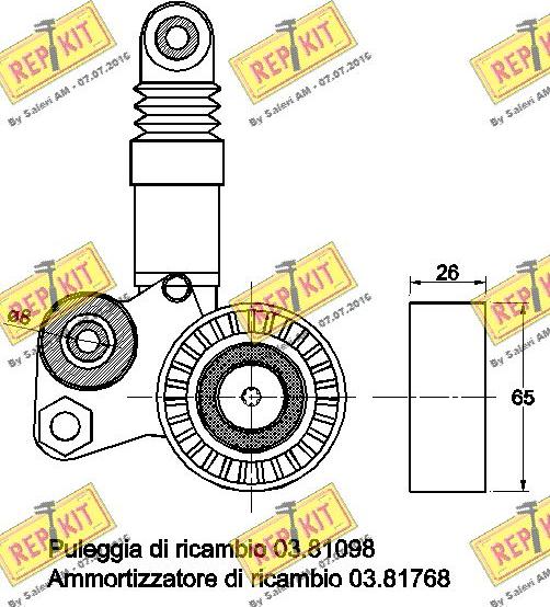 REPKIT RKT3483 - Натягувач ременя, клинові зуб. autozip.com.ua