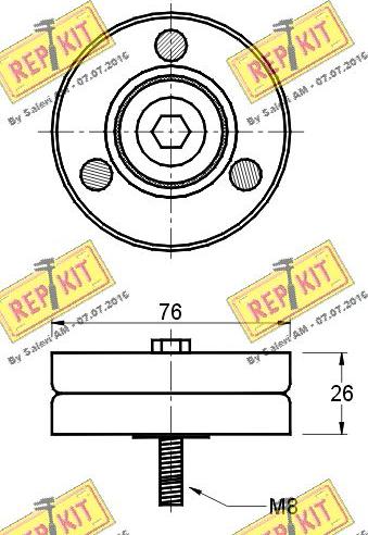 REPKIT RKT2422 - Паразитний / провідний ролик, поліклиновий ремінь autozip.com.ua