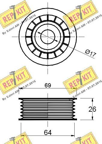 REPKIT RKT2168 - Паразитний / провідний ролик, поліклиновий ремінь autozip.com.ua