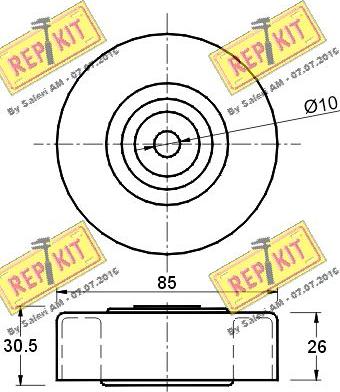 REPKIT RKT2257 - Паразитний / провідний ролик, поліклиновий ремінь autozip.com.ua