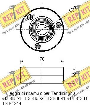 REPKIT RKT2284 - Паразитний / провідний ролик, поліклиновий ремінь autozip.com.ua