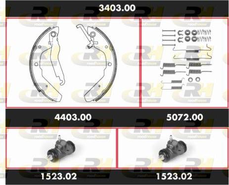 Roadhouse 3403.00 - Комплект гальм, барабанний механізм autozip.com.ua