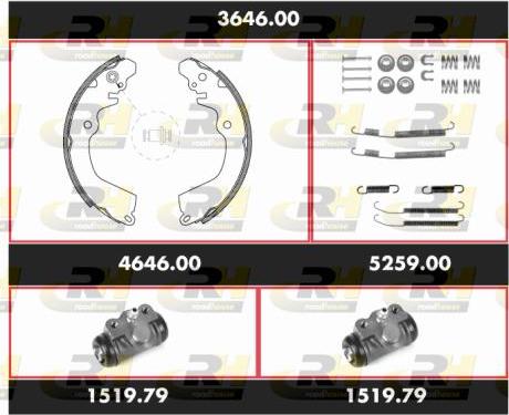 Roadhouse 3646.00 - Комплект гальм, барабанний механізм autozip.com.ua