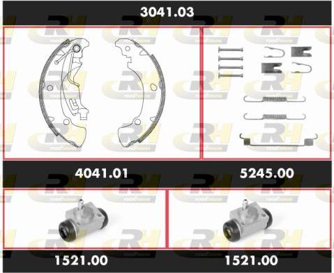 Roadhouse 3041.03 - Комплект гальм, барабанний механізм autozip.com.ua