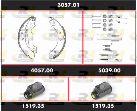 Roadhouse 3057.01 - Комплект гальм, барабанний механізм autozip.com.ua