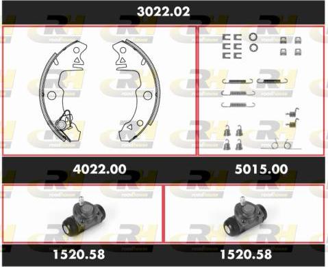 Roadhouse 3022.02 - Комплект гальм, барабанний механізм autozip.com.ua