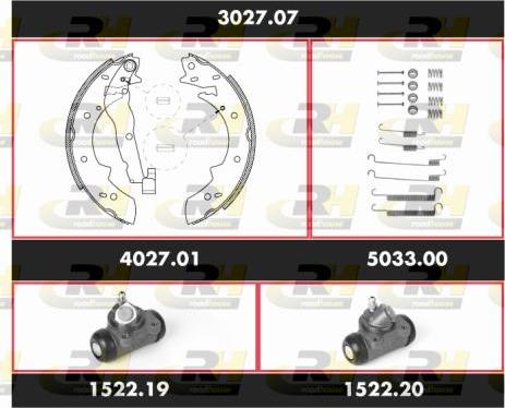 Roadhouse 3027.07 - Комплект гальм, барабанний механізм autozip.com.ua