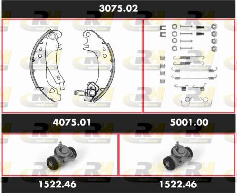 Roadhouse 3075.02 - Комплект гальм, барабанний механізм autozip.com.ua