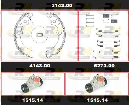 Roadhouse 3143.00 - Комплект гальм, барабанний механізм autozip.com.ua